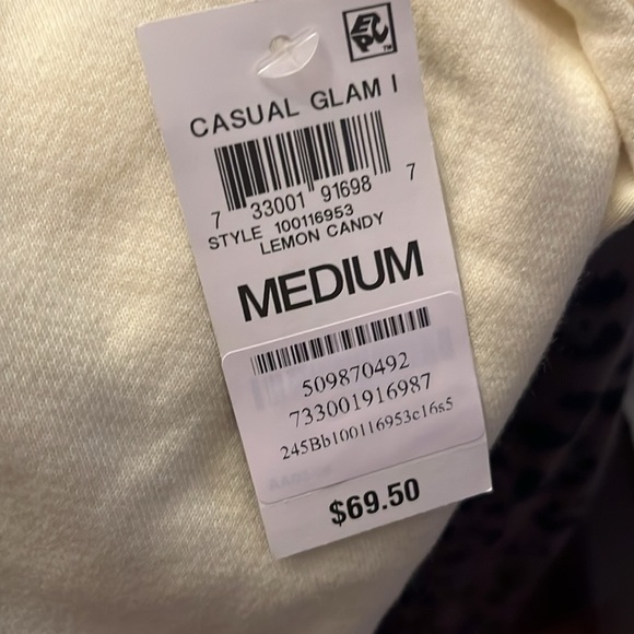 NWT INC Cropped Cotton Bead-Embroidered Raw Hem Sweatshirt sze M Yellow - Picture 16 of 16